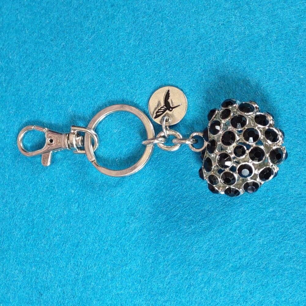 Black Crystal Studded Heart Shaped Purse Charm/Keyring